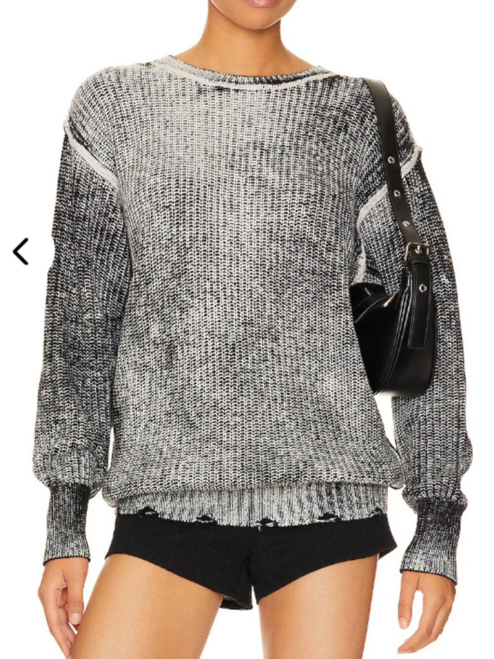 Steve Madden Nelson Marled Knit Sweater Size L Black and White Crewneck Pullover